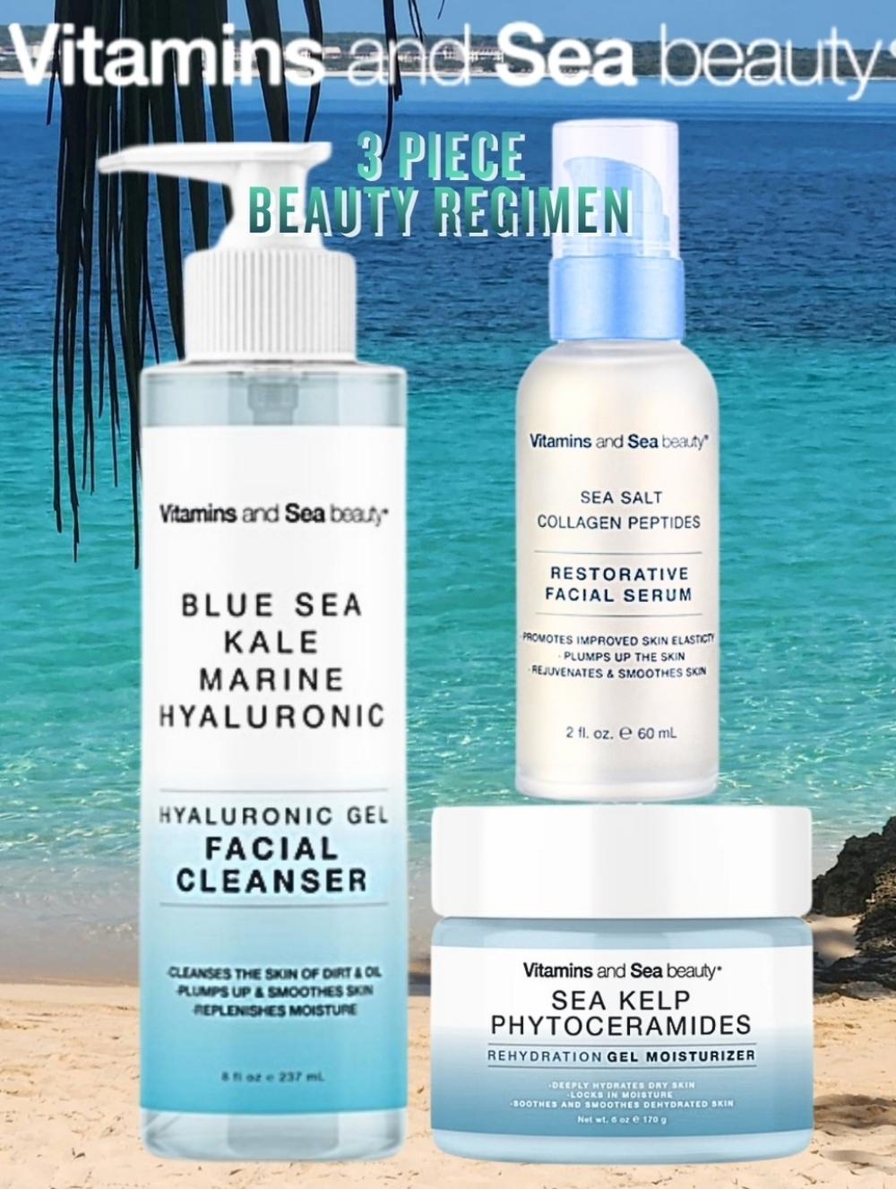 Vitamins and Sea Beauty • Hyaluronic Beauty Regimen • Cleanser Serum Moisturizer